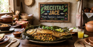 🐟✨ Matrinxã Recheada com Farofa na Folha da Bananeira.