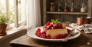 Pudim de Chocolate Branco com Frutas Vermelhas